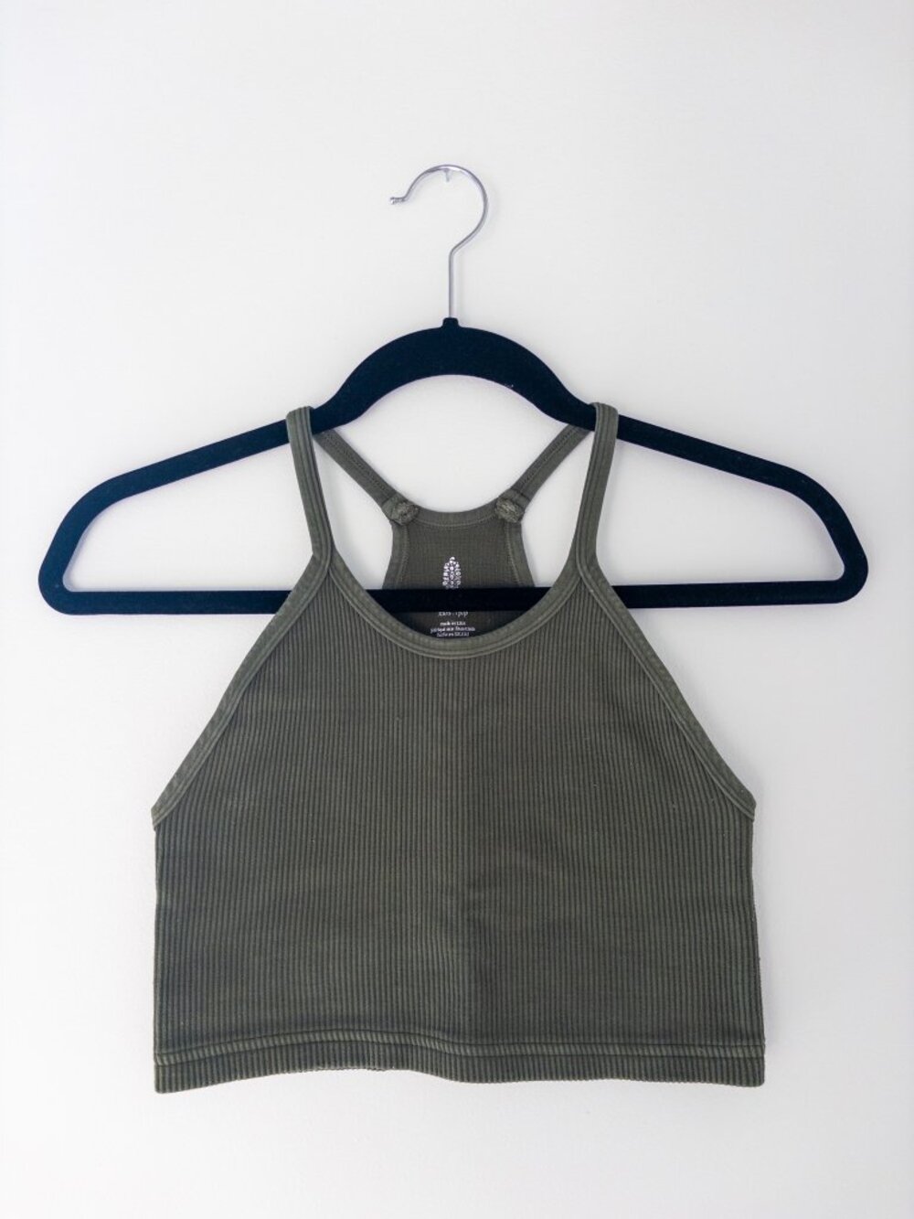 Free People Movement Happiness Runs Ribbed Crop Tank Olive Size XS/S
